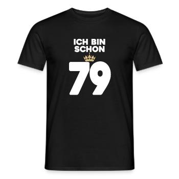79. Geburtstag Geschenk - 79 Jahre mit Krone - Männer T-Shirt - Schwarz - Vorne - AI Model Male 178 light (178cm)
