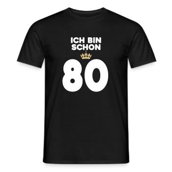 80. Geburtstag Geschenk - 80 Jahre mit Krone - Männer T-Shirt - Schwarz - Vorne - AI Model Male 178 light (178cm)