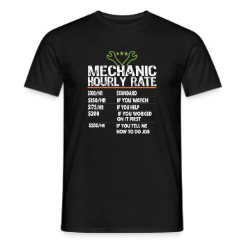 Taux horaire des mécaniciens Ouvriers mécaniciens Taux de main-d’œuvre - T-shirt homme - noir - Devant - AI Model Male 178 light (178cm)