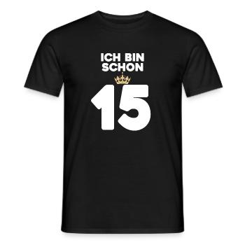 15. Geburtstag Geschenk - 15 Jahre mit Krone - Männer T-Shirt - Schwarz - Vorne - AI Model Male 178 light (178cm)