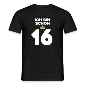 16. Geburtstag Geschenk - 16 Jahre mit Krone - Männer T-Shirt - Schwarz - Vorne - AI Model Male 178 light (178cm)