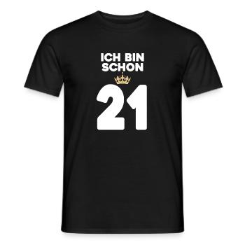 21. Geburtstag Geschenk - 21 Jahre mit Krone - Männer T-Shirt - Schwarz - Vorne - AI Model Male 178 light (178cm)