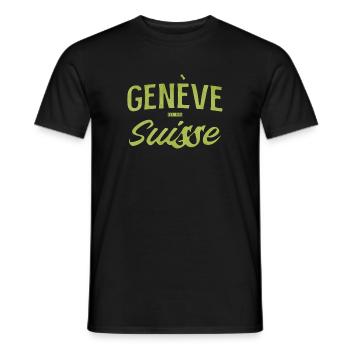 Genève Suisse Vintage Font - Men's T-Shirt - black - Front - AI Model Male 178 light (178cm)