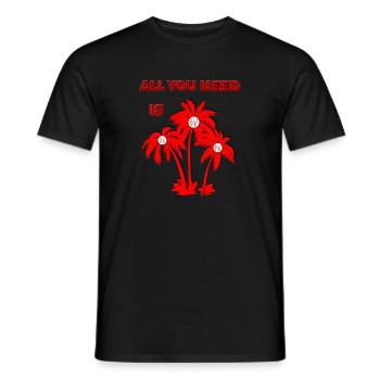 Vivid Valentine's Day Palm Tree Illustration - Men's T-Shirt - black - Front - AI Model Male 178 light (178cm)