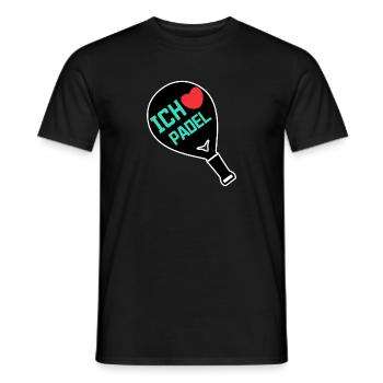 Sport Herz Fans Ich Liebe Padel Statement Schläger - Männer T-Shirt - Schwarz - Vorne - AI Model Male 178 light (178cm)