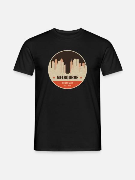 Melbourne Skyline Vintage Abzeichen - Männer T-Shirt - Schwarz