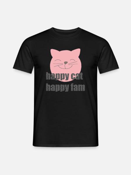 Chat heureux - T-shirt homme - noir