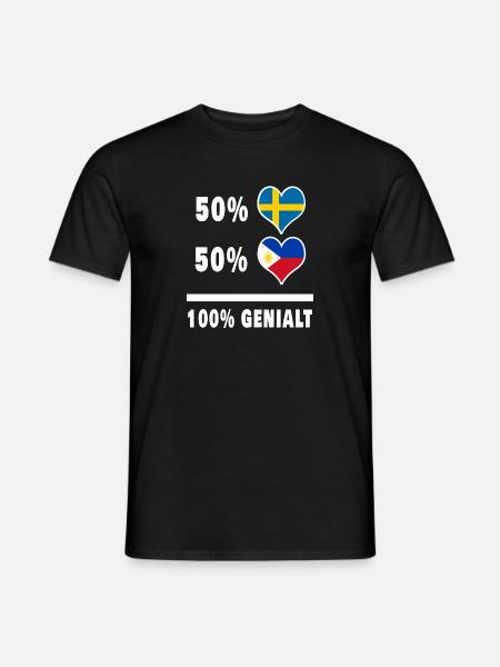 Filippinerna och Sverige 100 % Genialt flagga - T-shirt herr - svart