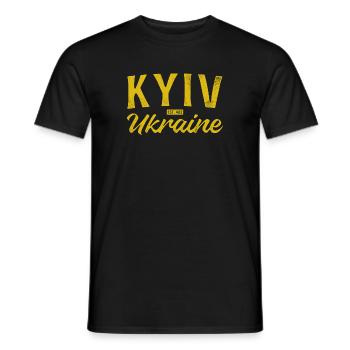 Kyiv Ukraine Gold Script Logo - Men's T-Shirt - black - Front - AI Model Male 178 light (178cm)