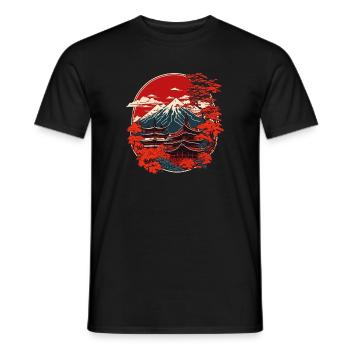 Japanische Pagode Vintage Fuji Berg China Art - Männer T-Shirt - Schwarz - Vorne - AI Model Male 178 light (178cm)