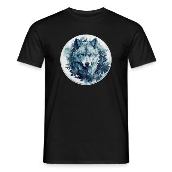 Mystischer Wolf im Mondlicht - Männer T-Shirt - Schwarz - Vorne - AI Model Male 178 light (178cm)
