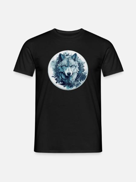 Mystischer Wolf im Mondlicht - Männer T-Shirt - Schwarz