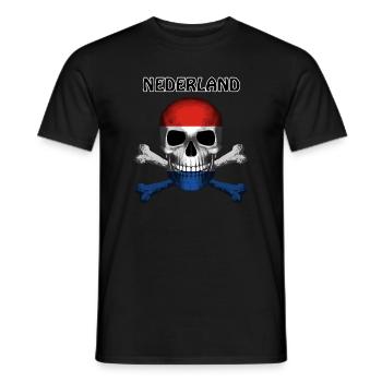 Crâne Jolly Roger Pirate Flag Nederland R6Z - T-shirt homme - noir - Devant - AI Model Male 178 light (178cm)