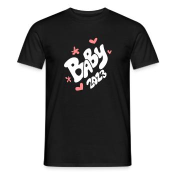 Bébé 2023 - Naissance Enceinte 2023 Grossesse - T-shirt homme - noir - Devant - AI Model Male 178 light (178cm)