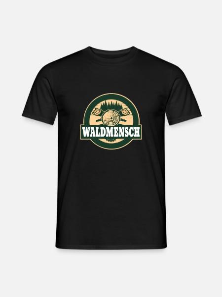 Waldmensch Holzlogo - Männer T-Shirt - Schwarz
