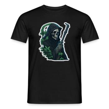 Grim Reaper with grass - Men's T-Shirt - black - Front - AI Model Male 178 light (178cm)