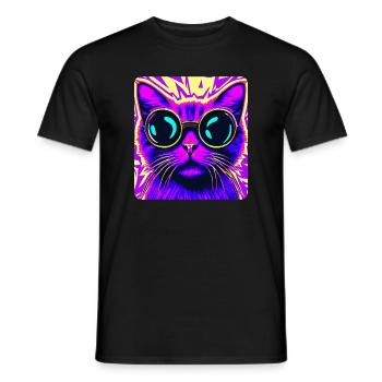 Sunglasses Cat - Men's T-Shirt - black - Front - AI Model Male 178 light (178cm)