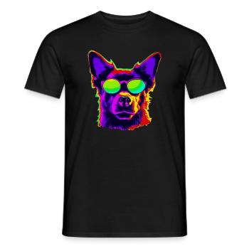 Stylish four-legged friend with sunglasses - Men's T-Shirt - black - Front - AI Model Male 178 light (178cm)