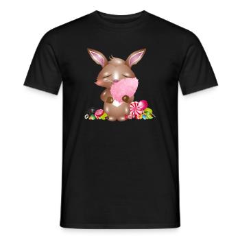 cute bunny with cotton candy & candy - Men's T-Shirt - black - Front - AI Model Male 178 light (178cm)