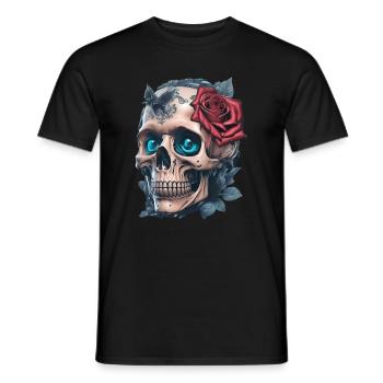 Skull with roses - Men's T-Shirt - black - Front - AI Model Male 178 light (178cm)
