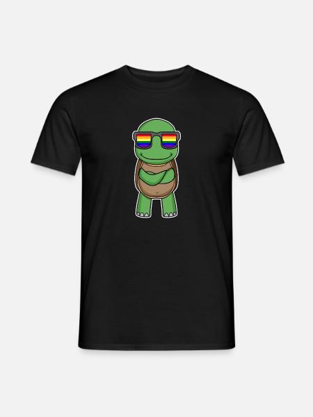 Rainbow - Turtle with glasses - Men's T-Shirt - black