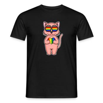 Regenbogen Farbenfroh Katze - coole Katze - Männer T-Shirt - Schwarz - Vorne - AI Model Male 178 light (178cm)