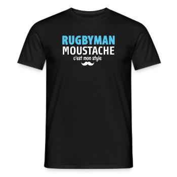 Rugby Moustache Style Statement - T-shirt homme - noir - Devant - AI Model Male 178 light (178cm)