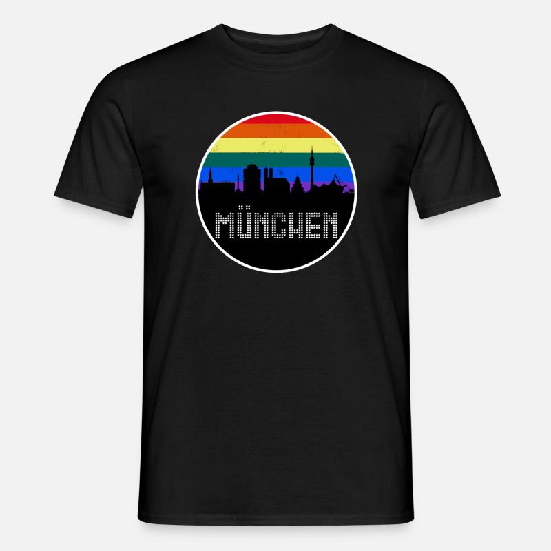 München Skyline Regenbogen - Männer T-Shirt - Schwarz