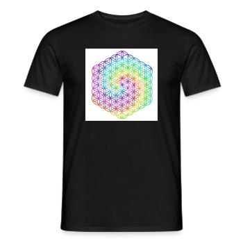 Flower of Life - 5th Dimension - Mandala - love - Men's T-Shirt - black - Front - AI Model Male 178 light (178cm)