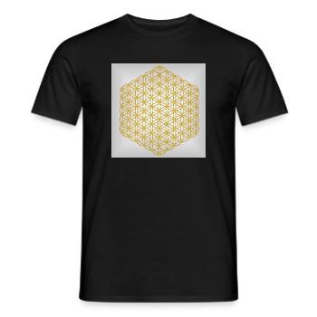 Flower of Life gold - 5th Dimension - Men's T-Shirt - black - Front - AI Model Male 178 light (178cm)