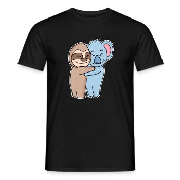Câlins paresseux et koala - câlins - T-shirt homme - noir - Devant - AI Model Male 178 light (178cm)