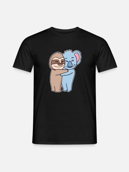 Sloth and koala hugging - hug - Men's T-Shirt - black