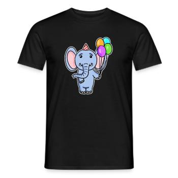 Elefant Geburtstag Luftballon - Männer T-Shirt - Schwarz - Vorne - AI Model Male 178 light (178cm)
