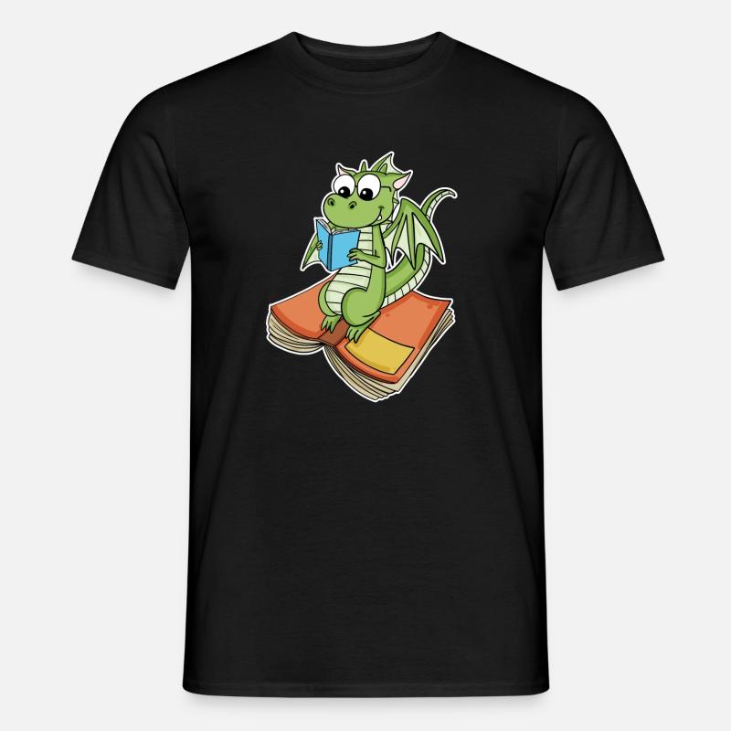 Bücher Drache Drachen - Männer T-Shirt - Schwarz