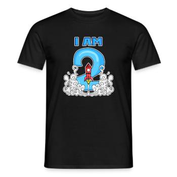2 Birthday Boy Astronaut Rocket - deux ans - T-shirt homme - noir - Devant - AI Model Male 178 light (178cm)