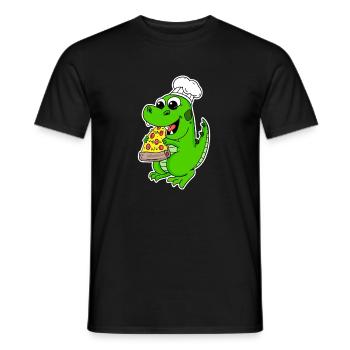 Gourmet Dino Pizza - Men's T-Shirt - black - Front - AI Model Male 178 light (178cm)