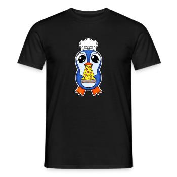 Gourmet Penguin Pizza - Men's T-Shirt - black - Front - AI Model Male 178 light (178cm)