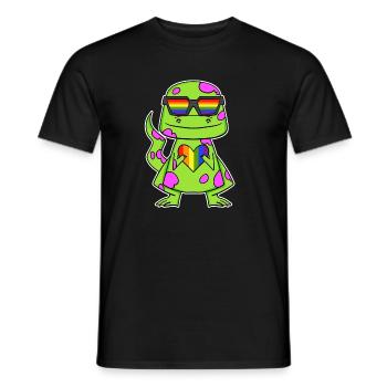 Dino Rainbow Heart Dinosaur - Men's T-Shirt - black - Front - AI Model Male 178 light (178cm)
