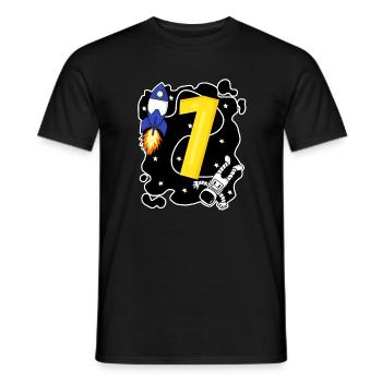1 Birthday Boy Son Astronaut - Men's T-Shirt - black - Front - AI Model Male 178 light (178cm)