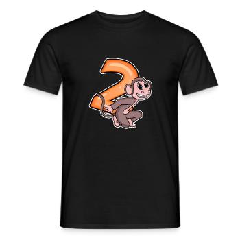 2 anniversaire 2 ans avec motif animal - deux - T-shirt homme - noir - Devant - AI Model Male 178 light (178cm)