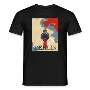 Fernsehturm Berlin The Place to be - Men's T-Shirt - black - Front - AI Model Male 178 light (178cm)