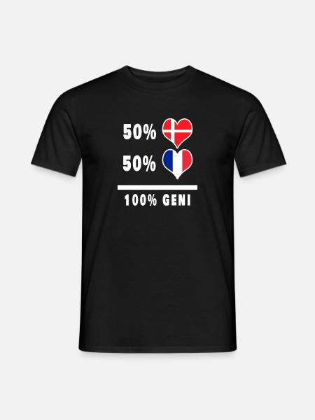 Drapeau 100% génie de la France et du Danemark - T-shirt homme - noir