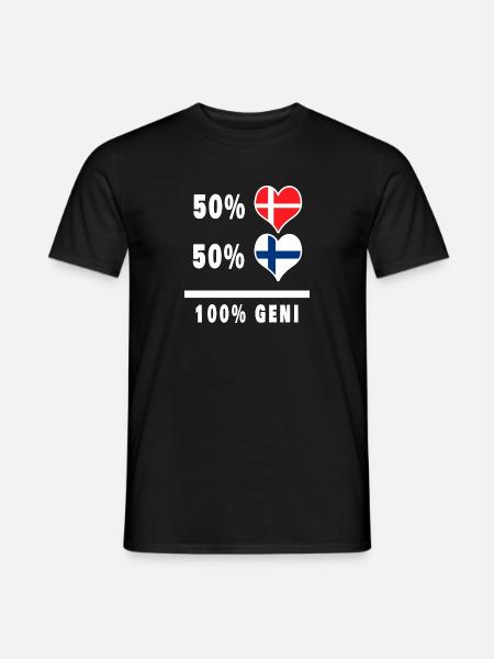 Finlandia y Dinamarca bandera 100% genio - T-shirt herr - svart