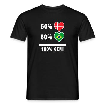 Brésil et Danemark 100% drapeau de génie - T-shirt homme - noir - Devant - AI Model Male 178 light (178cm)