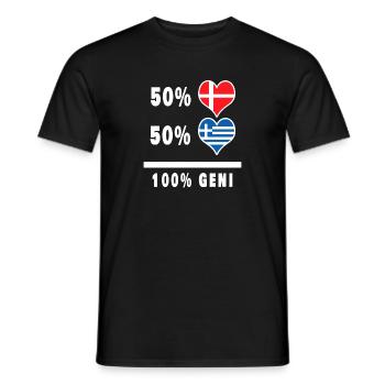 Grèce et Danemark 100% drapeau de génie - T-shirt homme - noir - Devant - AI Model Male 178 light (178cm)
