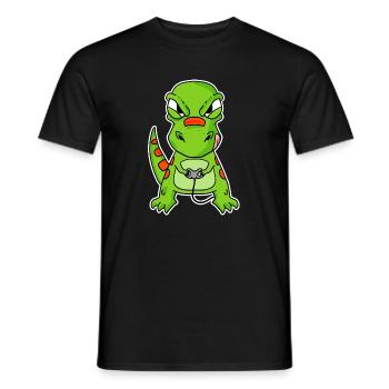 Dino Gamer Gaming Zocken Zocker - Männer T-Shirt - Schwarz - Vorne - AI Model Male 178 light (178cm)