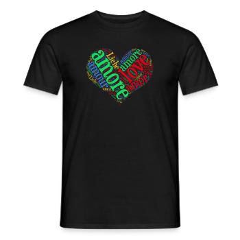 t-shirt amour amour amour Liebe amor nuage de mots - T-shirt homme - noir - Devant - AI Model Male 178 light (178cm)