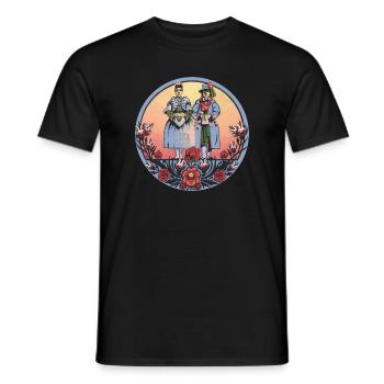 Sorbian folklore – couple in traditional costume - Men's T-Shirt - black - Front - AI Model Male 178 light (178cm)