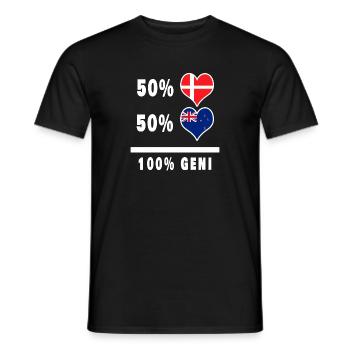 Drapeau 100% génie de la Nouvelle-Zélande et du Danemark - T-shirt homme - noir - Devant - AI Model Male 178 light (178cm)