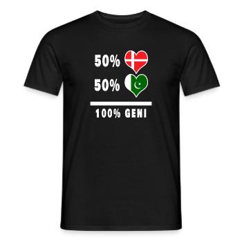 Pakistan and Denmark 100% genius flag - Men's T-Shirt - black - Front - AI Model Male 178 light (178cm)